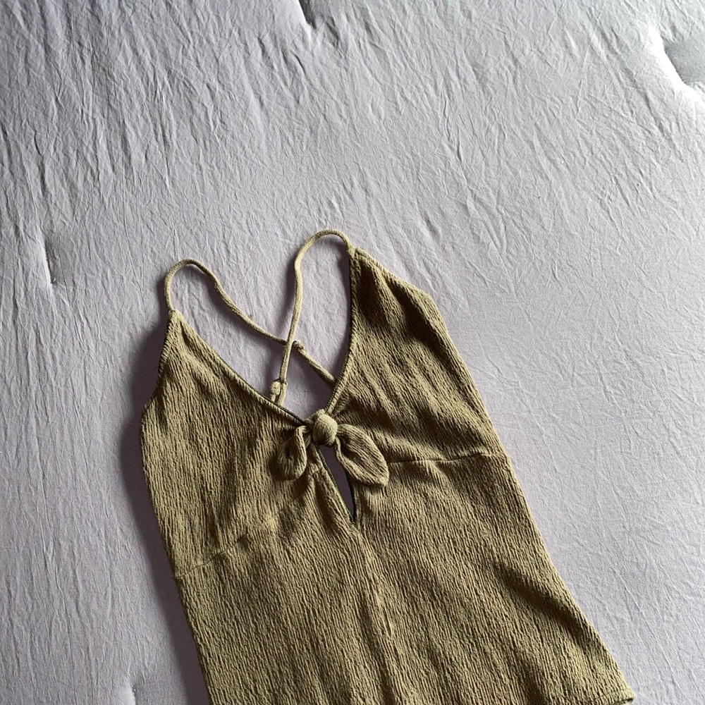 Olive Green Bow Tie Bodysuit